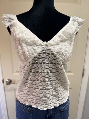 Wild Fable White Lace Camisole with Ruffle Straps